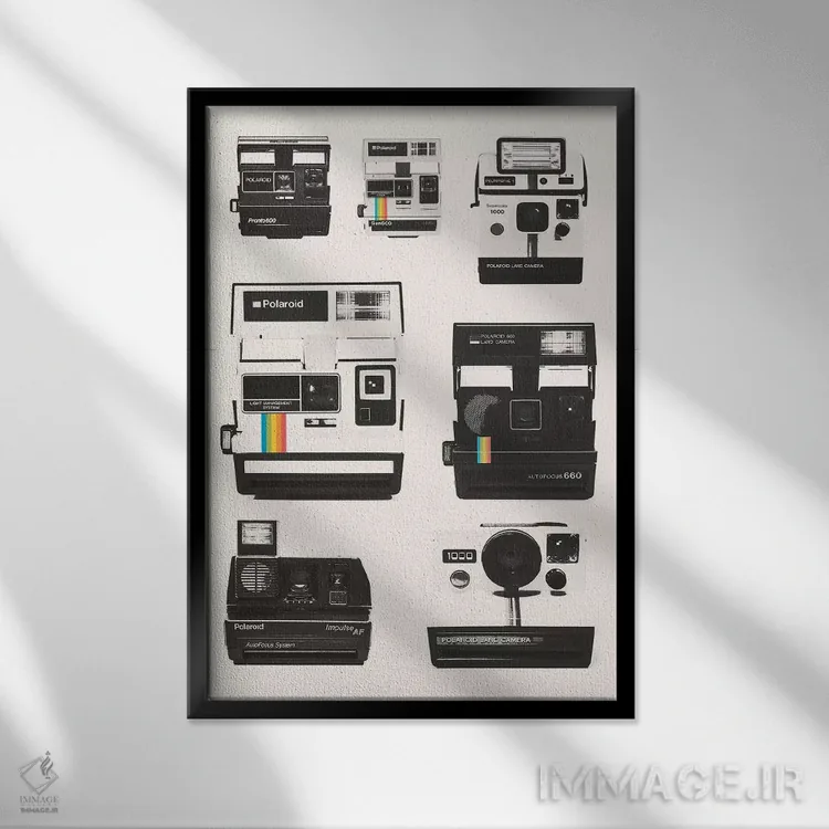 تابلو مدرن مجموعه دوربین فوری اثر فلوران بدار - نمای قابدار مشکی