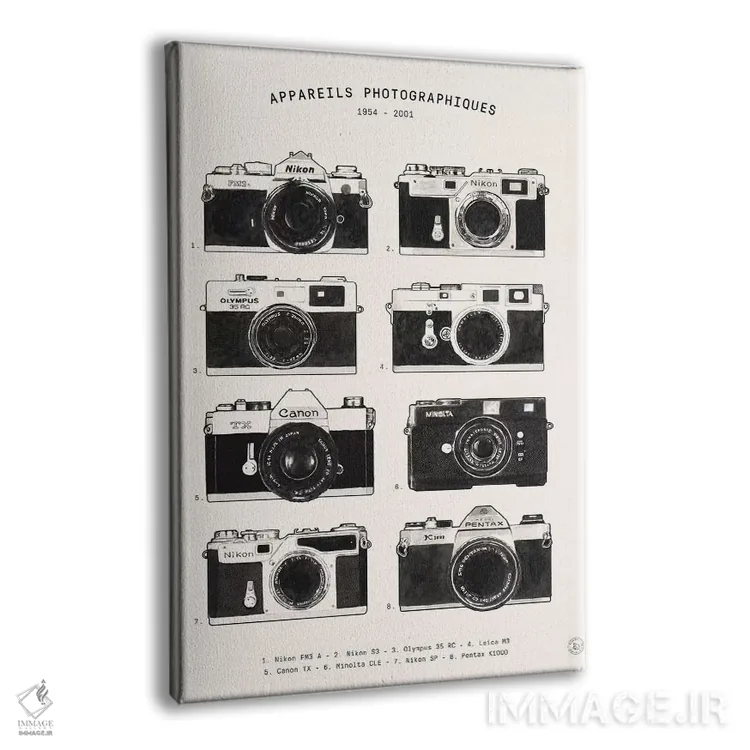 تابلو مدرن دوربین های عکاسی اثر فلوران بدار - نمای پرسپکتیو محصول