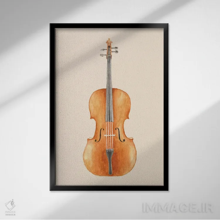تابلو دکوراتیو ویولنسل اثر فلوران بدار - نمای قابدار مشکی