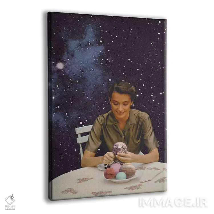 تابلو دکوراتیو زن در حال پوست کندن زمین اثر فلوران بدار - نمای پرسپکتیو محصول