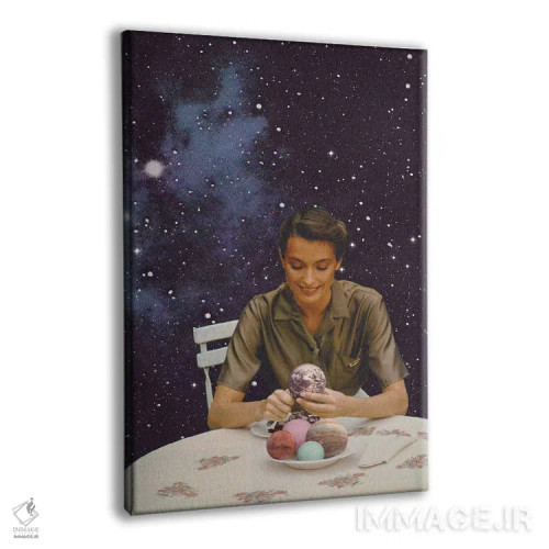 تابلو دکوراتیو زن در حال پوست کندن زمین اثر فلوران بدار - نمای پرسپکتیو محصول