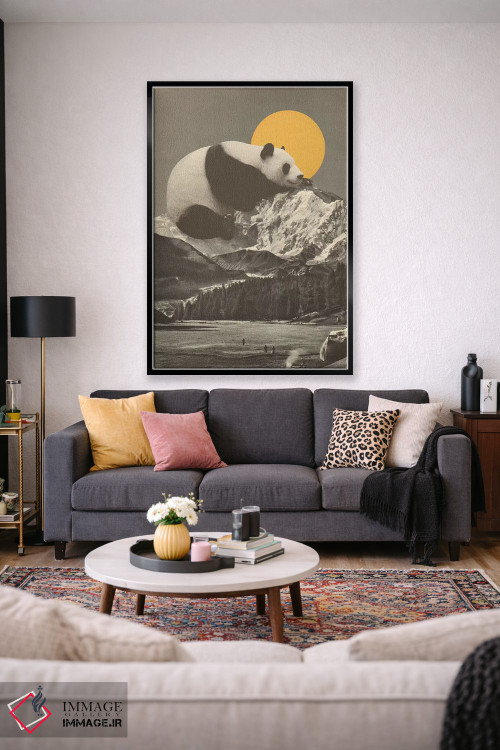 تابلو دکوراتیو چرت پاندا غول پیکر روی کوه اثر فلوران بدار - D2B