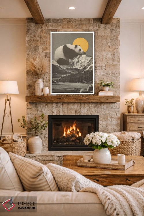 تابلو دکوراتیو چرت پاندا غول پیکر روی کوه اثر فلوران بدار - D1W