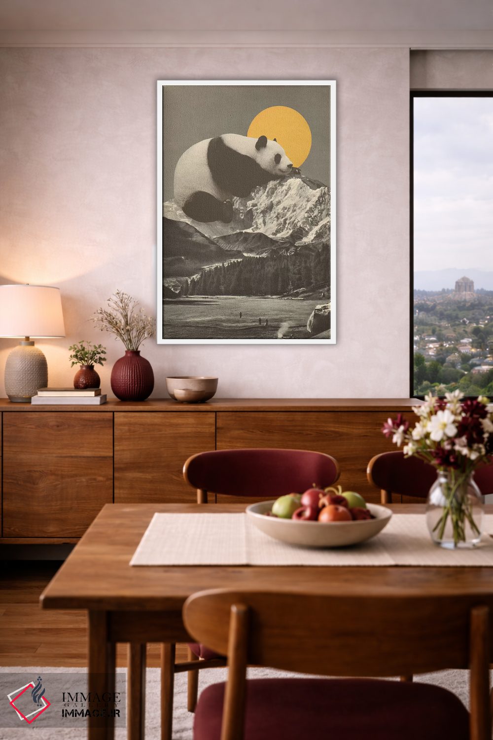 تابلو دکوراتیو چرت پاندا غول پیکر روی کوه اثر فلوران بدار - D3W