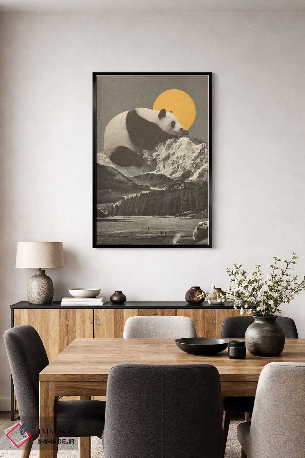 تابلو دکوراتیو چرت پاندا غول پیکر روی کوه اثر فلوران بدار - D4B