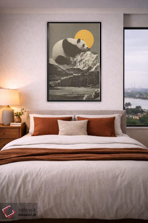 تابلو دکوراتیو چرت پاندا غول پیکر روی کوه اثر فلوران بدار - D5B