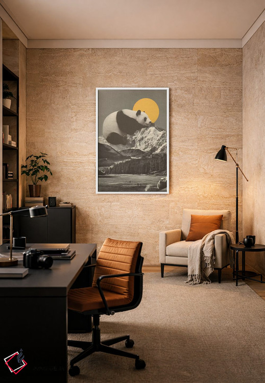 تابلو دکوراتیو چرت پاندا غول پیکر روی کوه اثر فلوران بدار - D6W