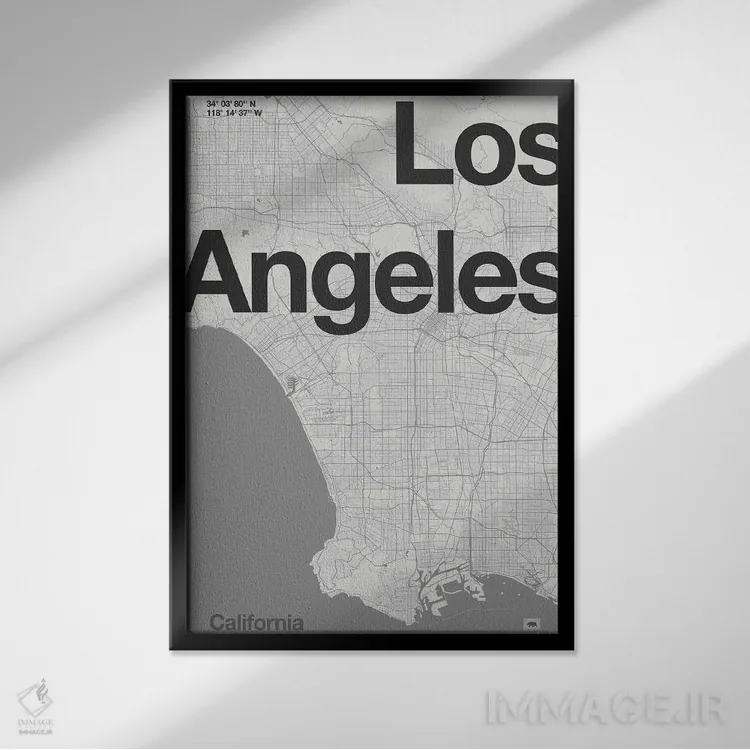 تابلو مدرن لس آنجلس اثر فلوران بدار - نمای قابدار مشکی