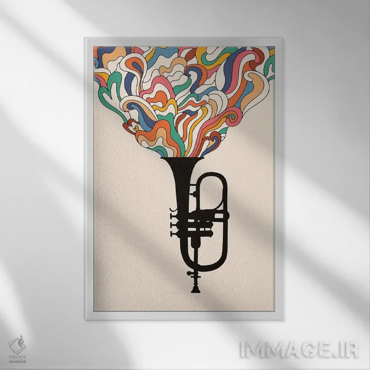 تابلو دکوراتیو موسیقی جز اثر فلوران بدار - نمای قابدار سفید