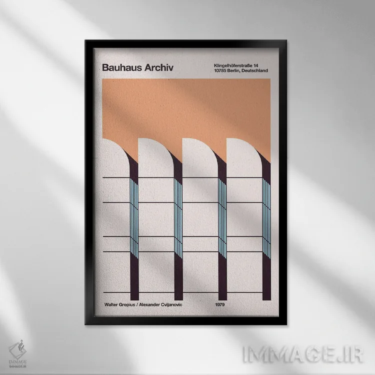 تابلو دکوراتیو آرشیو باوهاوس اثر فلوران بدار - نمای قابدار مشکی