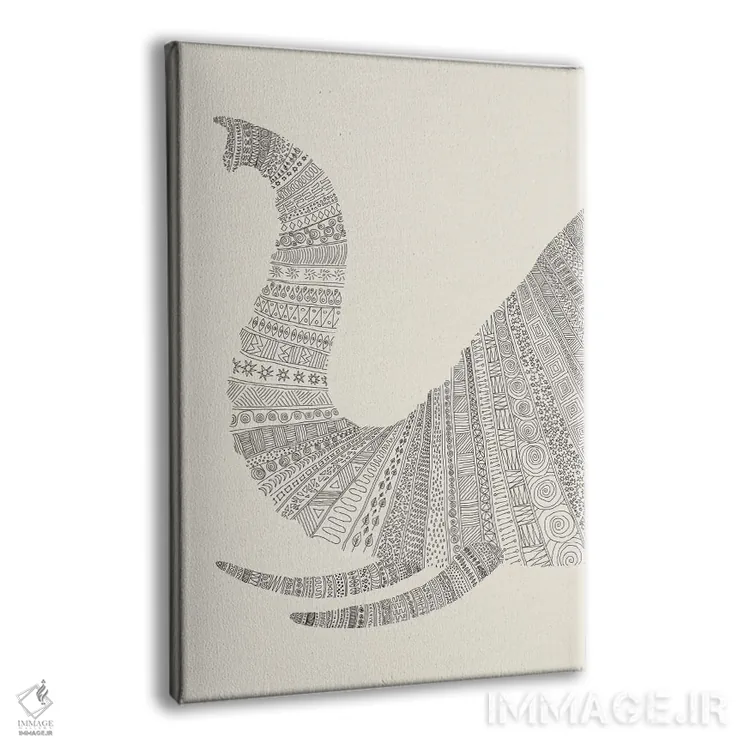 تابلو دکوراتیو فیل روی زمینه بژ اثر فلوران بدار - نمای پرسپکتیو محصول