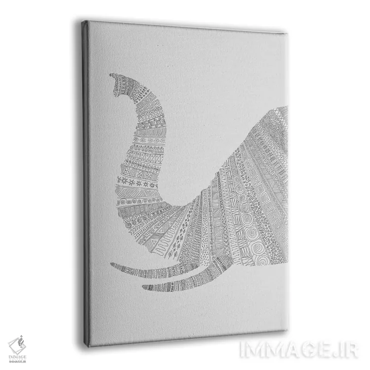 تابلو دکوراتیو فیل روی زمینه خاکستری اثر فلوران بدار - نمای پرسپکتیو محصول