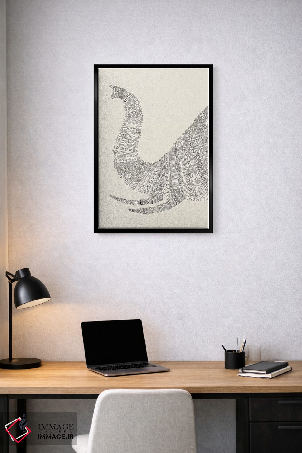 تابلو دکوراتیو فیل روی زمینه بژ اثر فلوران بدار - D2B