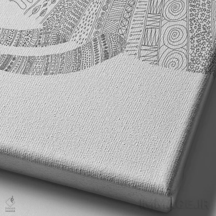 تابلو دکوراتیو فیل روی زمینه خاکستری اثر فلوران بدار - نمای نزدیک بافت بوم