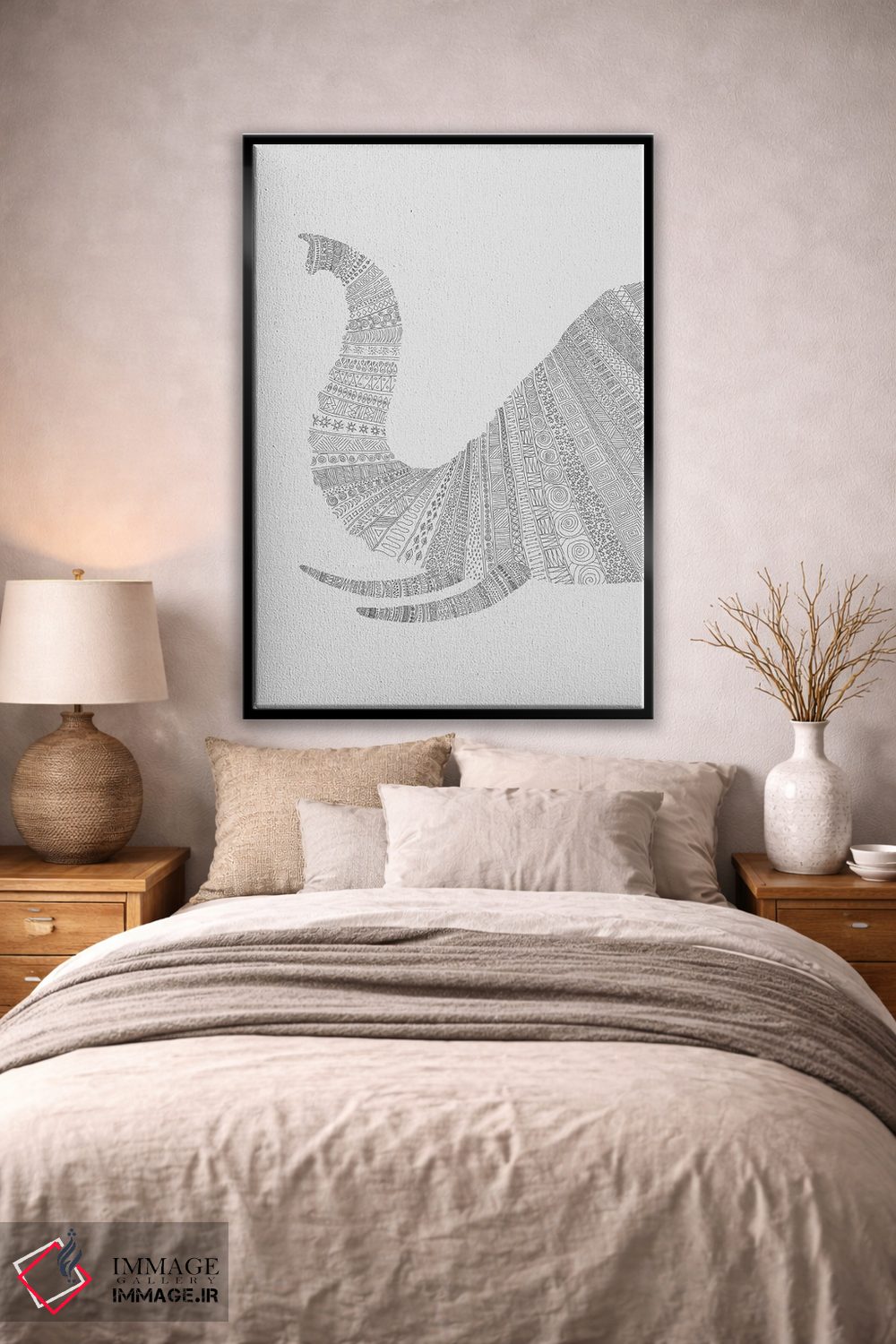 تابلو دکوراتیو فیل روی زمینه خاکستری اثر فلوران بدار - D2B