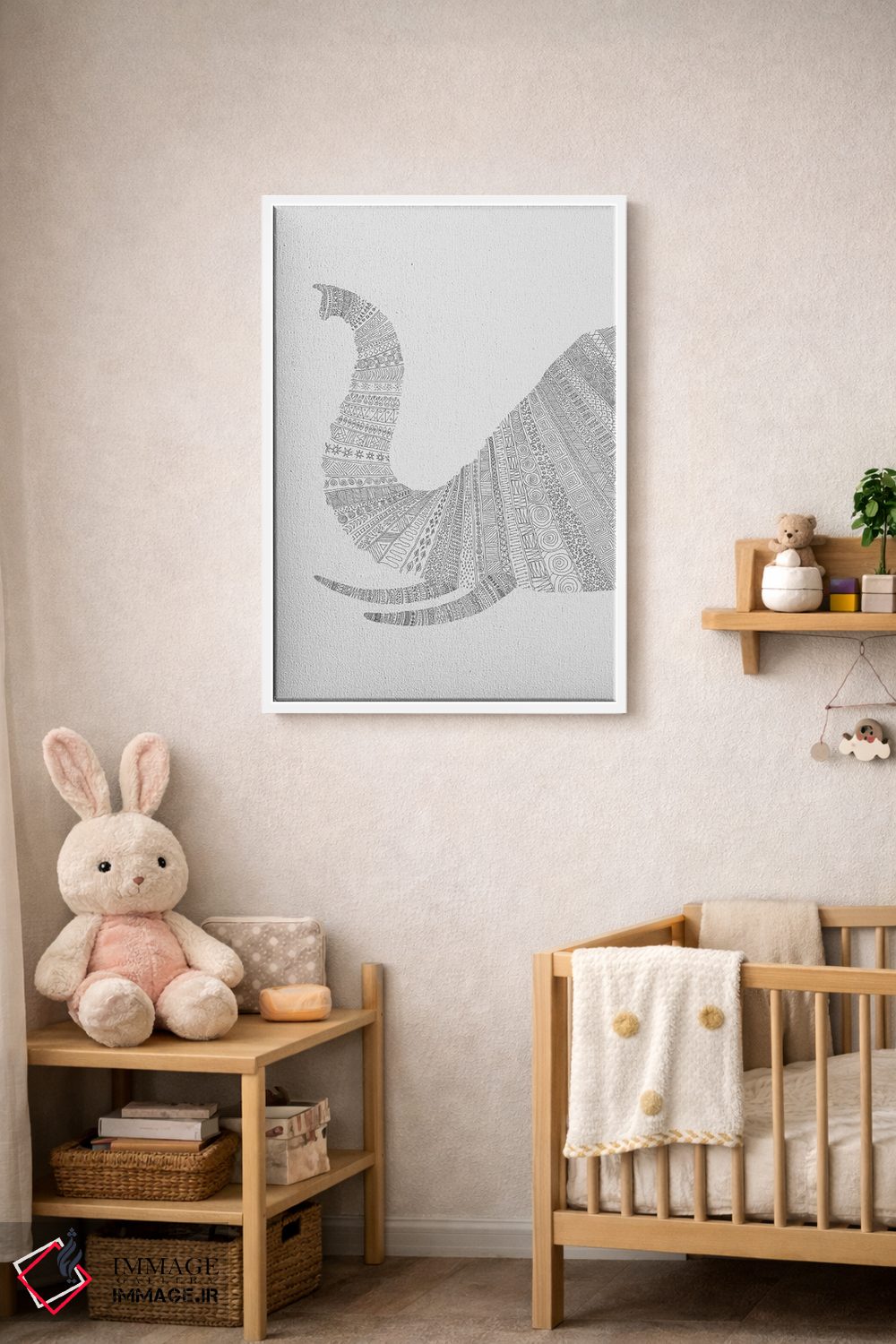 تابلو دکوراتیو فیل روی زمینه خاکستری اثر فلوران بدار - D4W