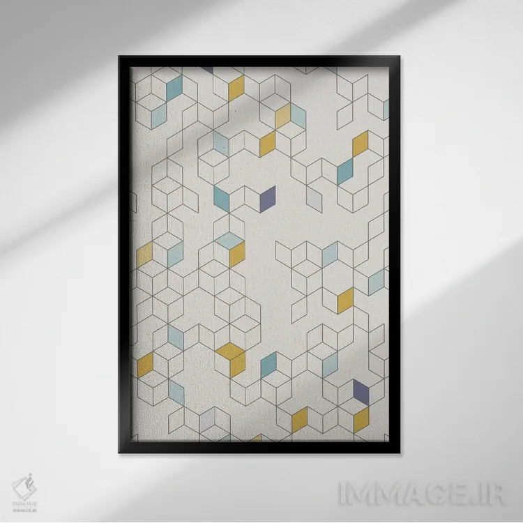 تابلو انتزاعی روز کزایا اثر فلوران بدار - نمای قابدار مشکی