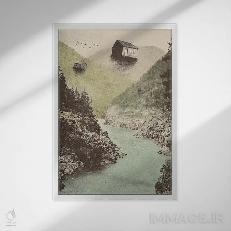 تابلو دکوراتیو ضد جاذبه اثر فلوران بدار - نمای قابدار سفید