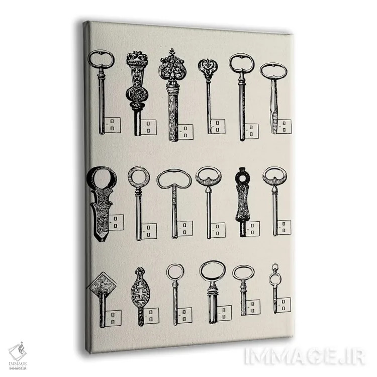 تابلو دکوراتیو کلیدهای یو اس بی اثر فلوران بدار - نمای پرسپکتیو محصول