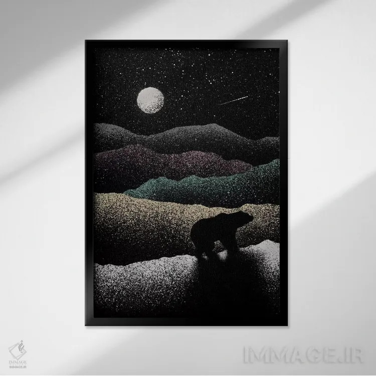 تابلو دکوراتیو خرس سرگردان اثر فلوران بدار - نمای قابدار مشکی