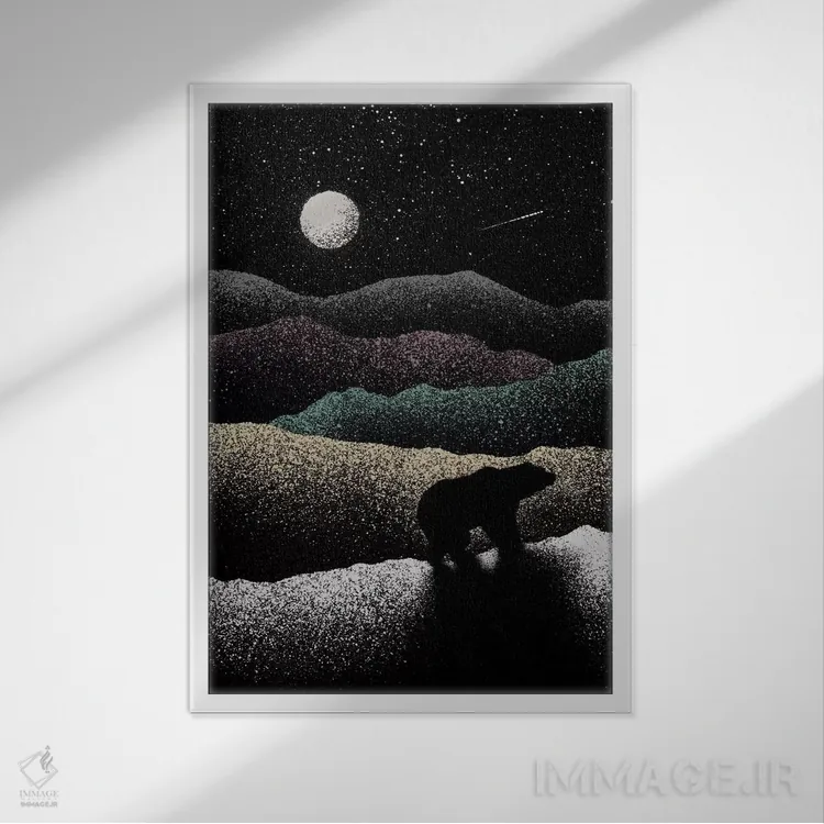 تابلو دکوراتیو خرس سرگردان اثر فلوران بدار - نمای قابدار سفید