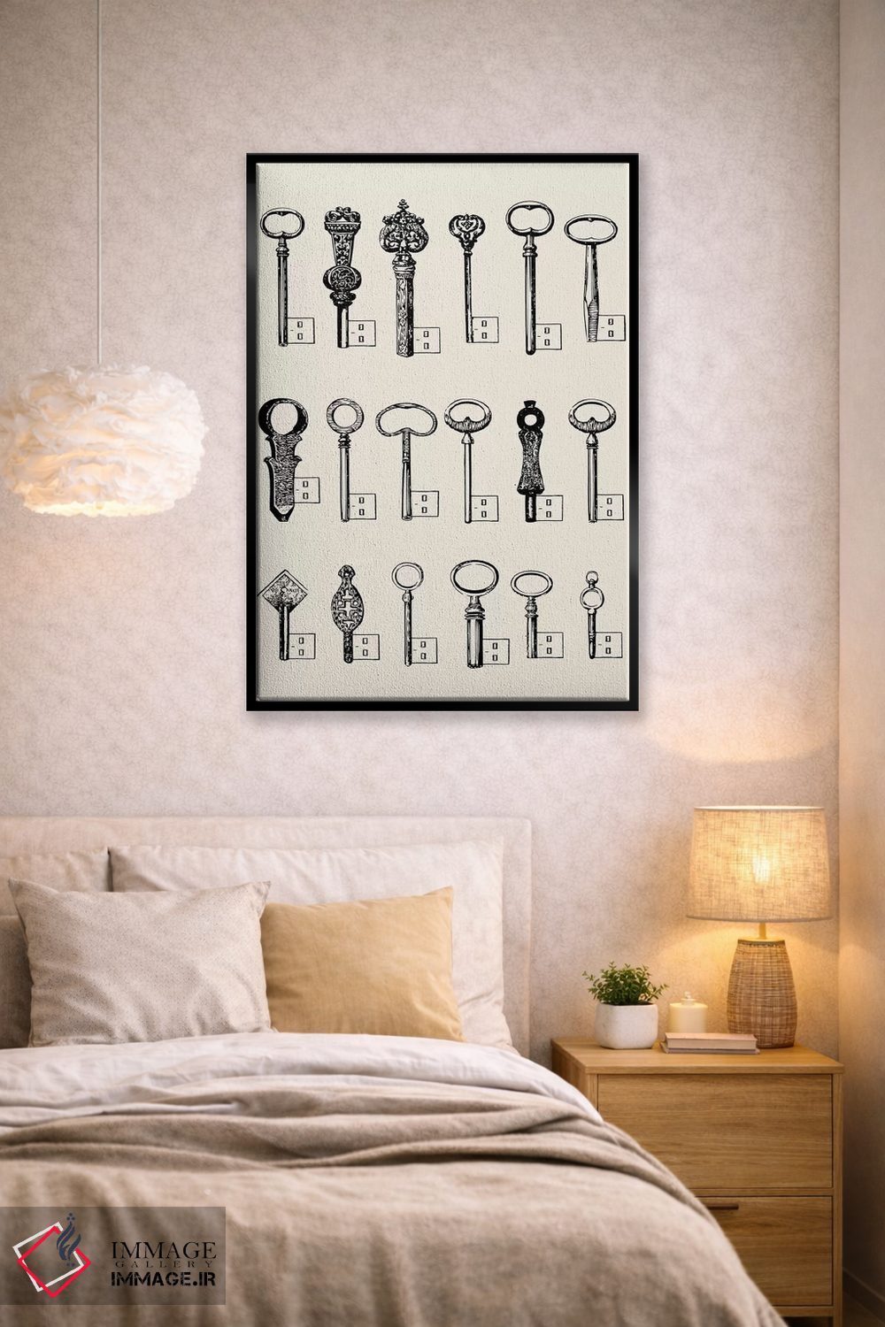 تابلو دکوراتیو کلیدهای یو اس بی اثر فلوران بدار - D2B