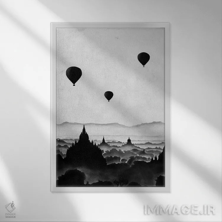 تابلو دکوراتیو شفق قطبی اثر فلوران بدار - نمای قابدار سفید