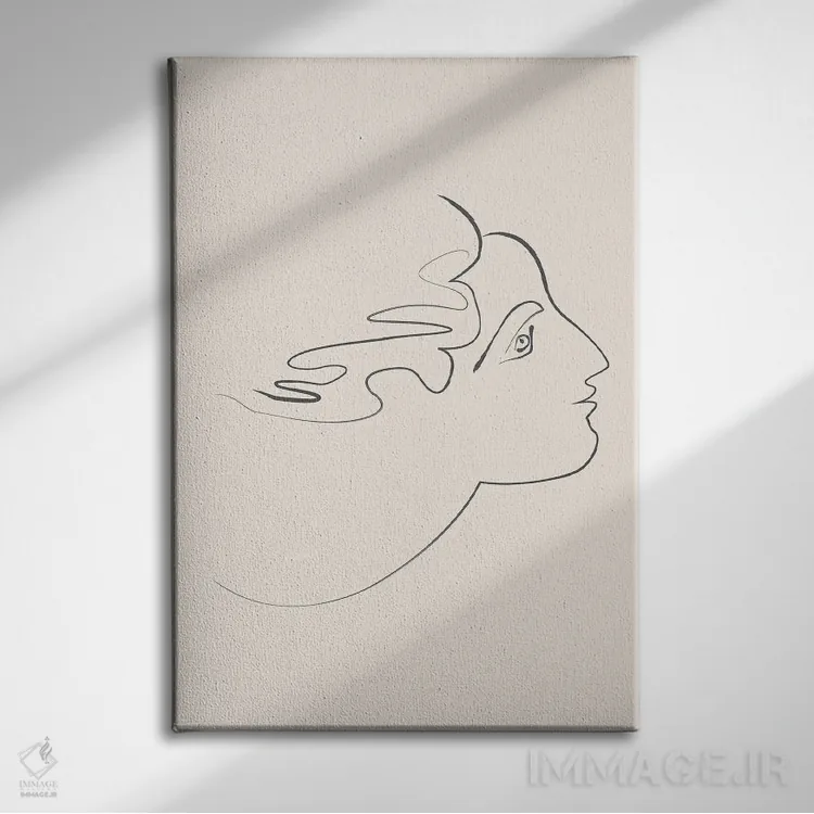 تابلو مینیمال چهره فرشته اثر فلاور لاو چایلد - نمای روبهرو روی دیوار