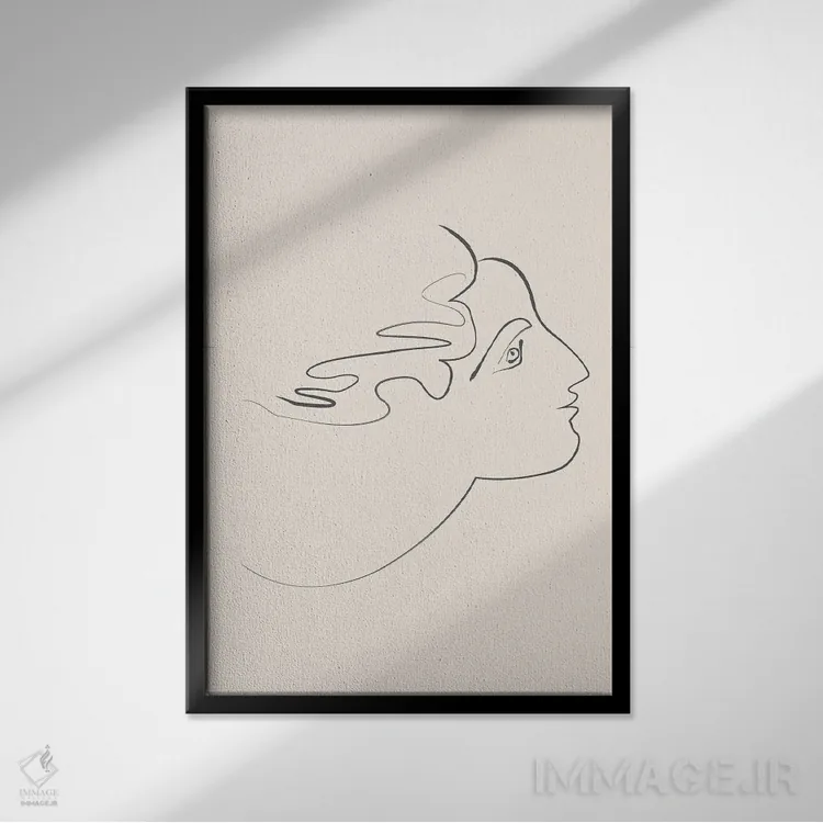 تابلو مینیمال چهره فرشته اثر فلاور لاو چایلد - نمای قابدار مشکی