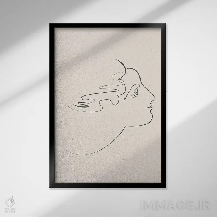 تابلو مینیمال چهره فرشته اثر فلاور لاو چایلد - نمای قابدار مشکی