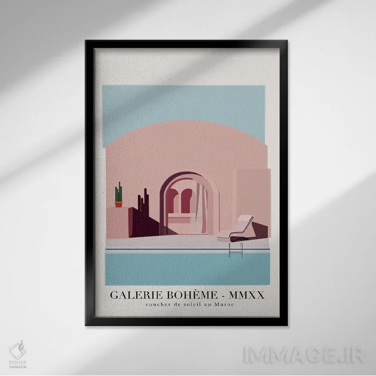 تابلو مینیمال غروب مراکشی اثر فلاور لاو چایلد - نمای قابدار مشکی