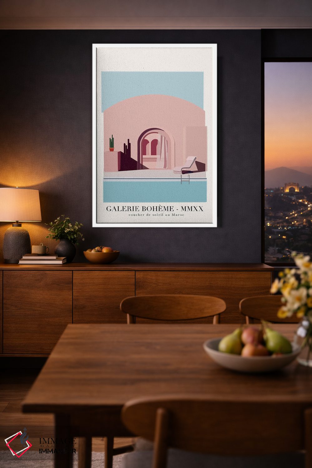 تابلو مینیمال غروب مراکشی اثر فلاور لاو چایلد - D4W