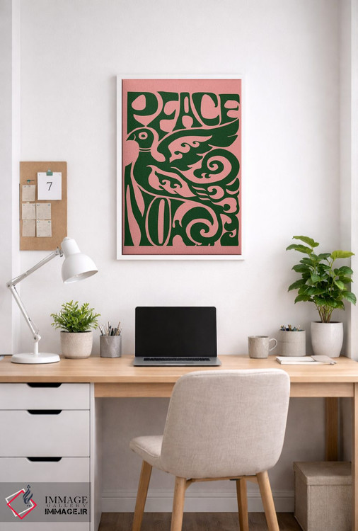 تابلو مینیمال صلح اکنون صورتی اثر فلاور لاو چایلد - D3W