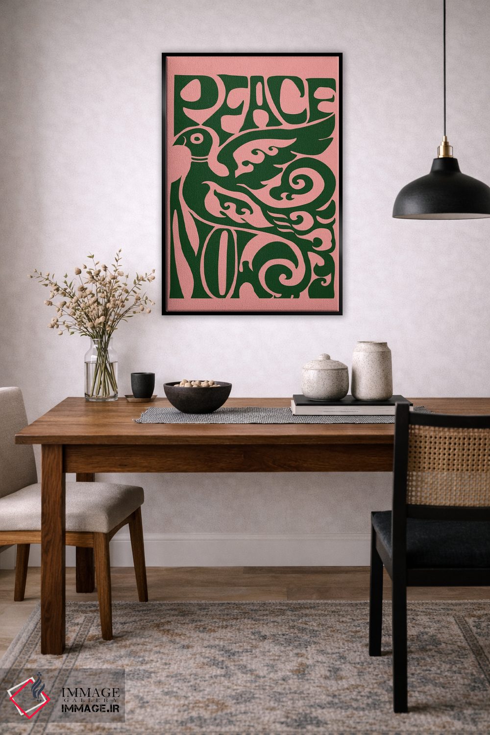 تابلو مینیمال صلح اکنون صورتی اثر فلاور لاو چایلد - D6B