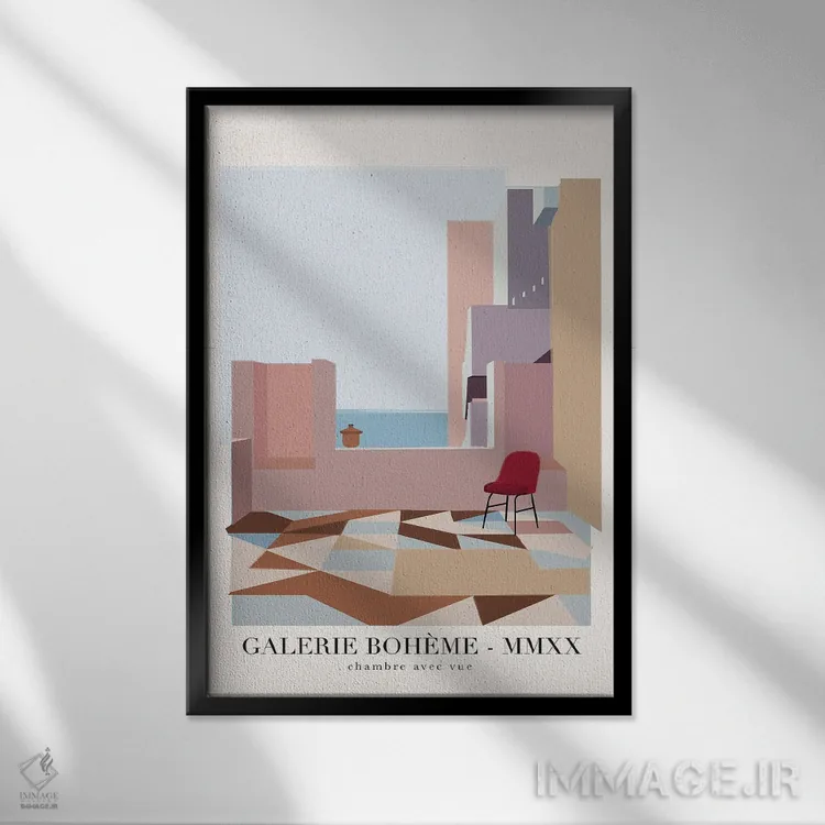 تابلو مدرن اتاق با چشم انداز اثر فلاور لاو چایلد - نمای قابدار مشکی