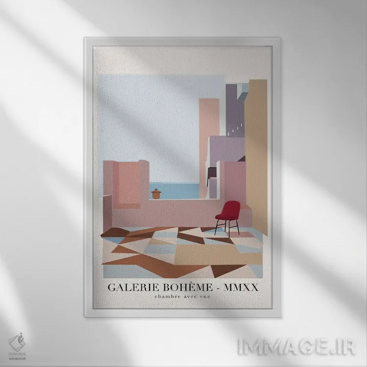 تابلو مدرن اتاق با چشم انداز اثر فلاور لاو چایلد - نمای قابدار سفید