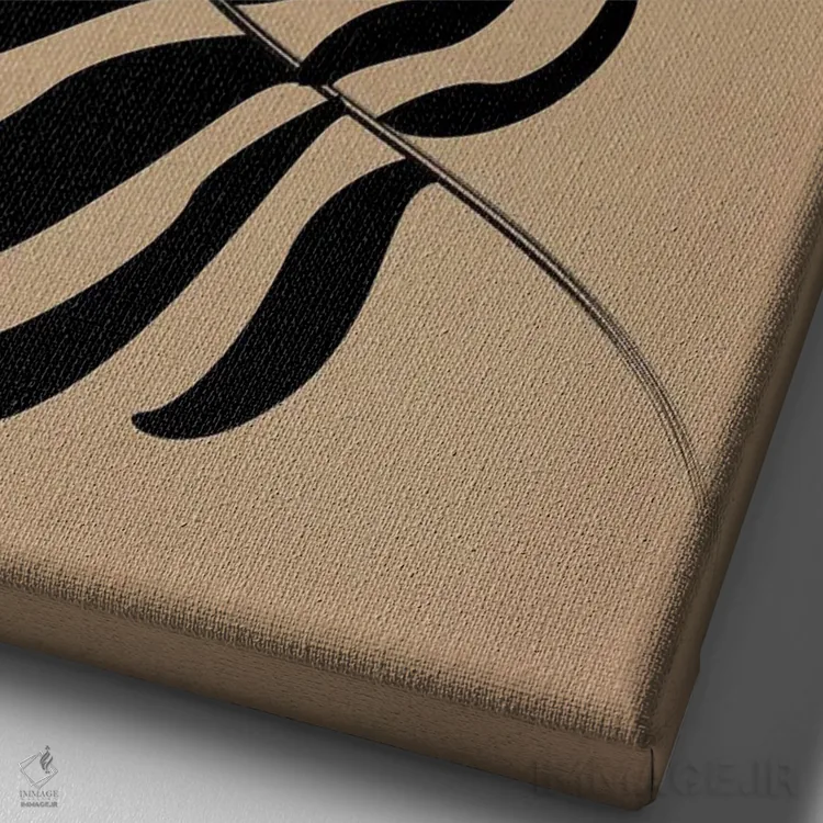 تابلو مینیمال شکوفه زده مشکی اثر فلاور لاو چایلد - نمای نزدیک بافت بوم