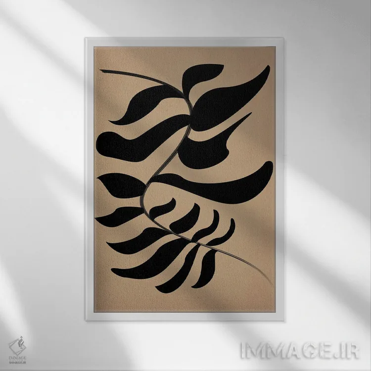 تابلو مینیمال شکوفه زده مشکی اثر فلاور لاو چایلد - نمای قابدار سفید