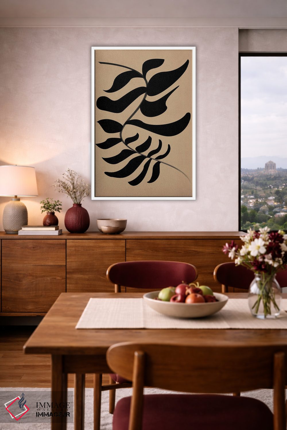 تابلو مینیمال شکوفه زده مشکی اثر فلاور لاو چایلد - D4W