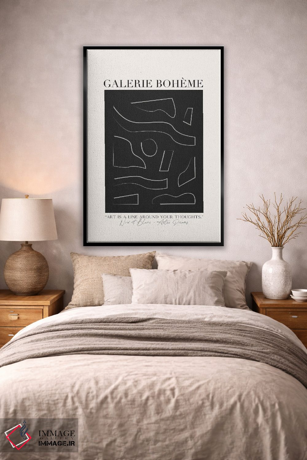 تابلو مینیمال آزتک مشکی اثر فلاور لاو چایلد - D2B