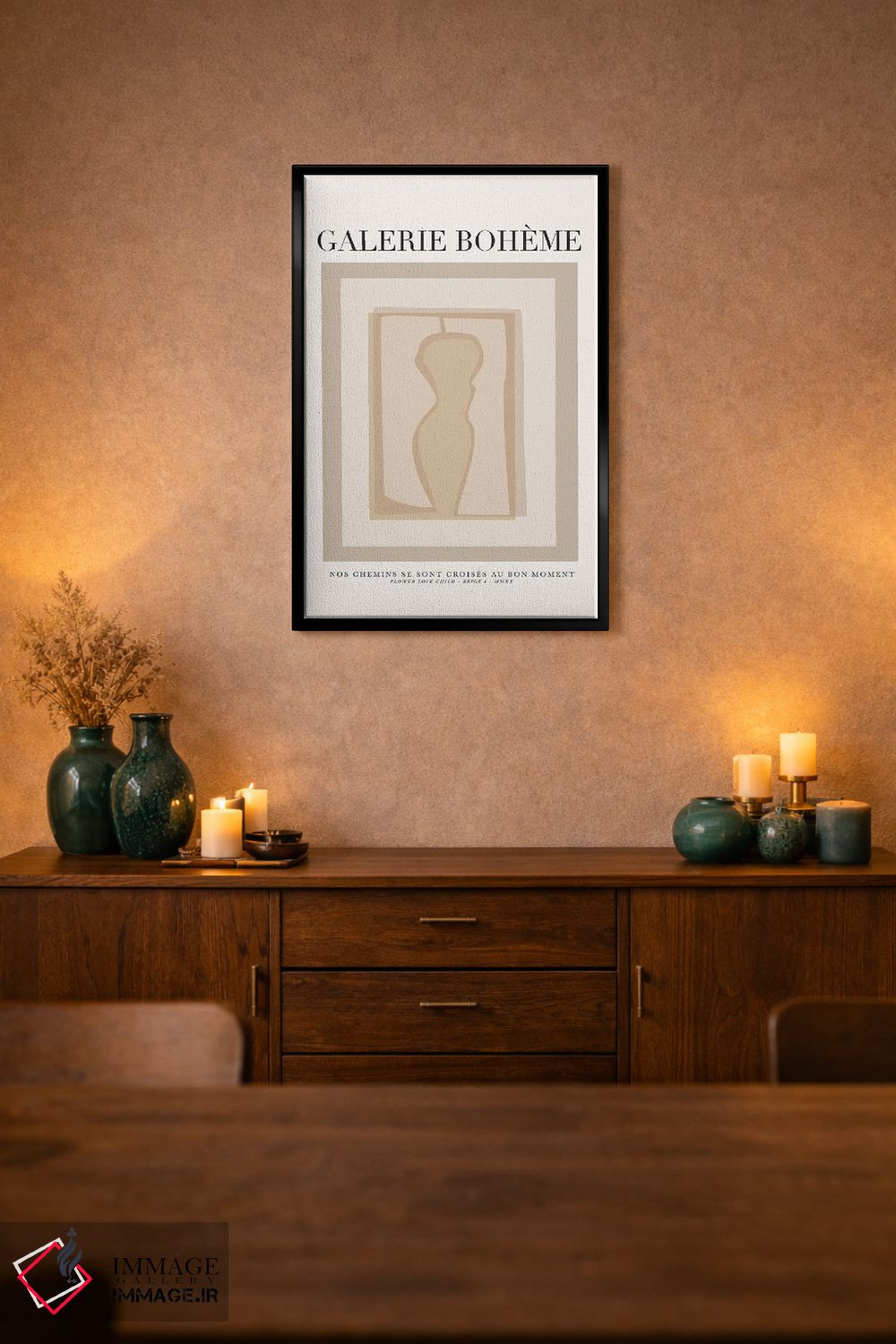 تابلو مینیمال بوهم بژ ۱ اثر فلاور لاو چایلد - D2B