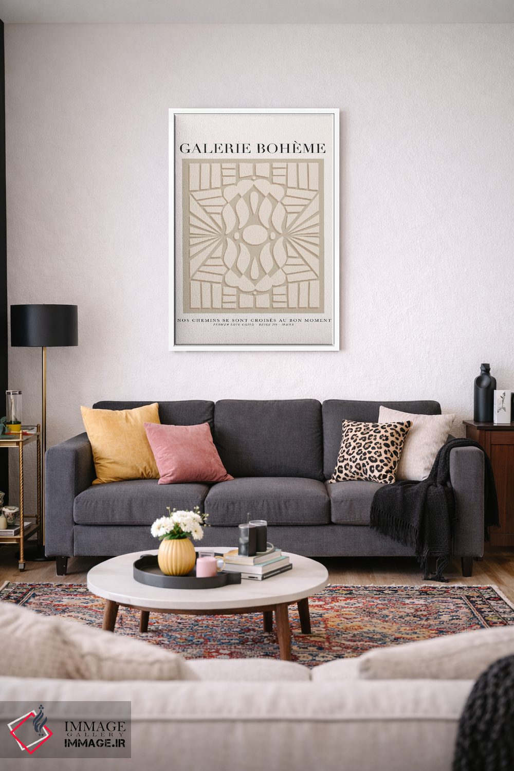 تابلو مینیمال بوهم بژ ۳ اثر فلاور لاو چایلد - D3W