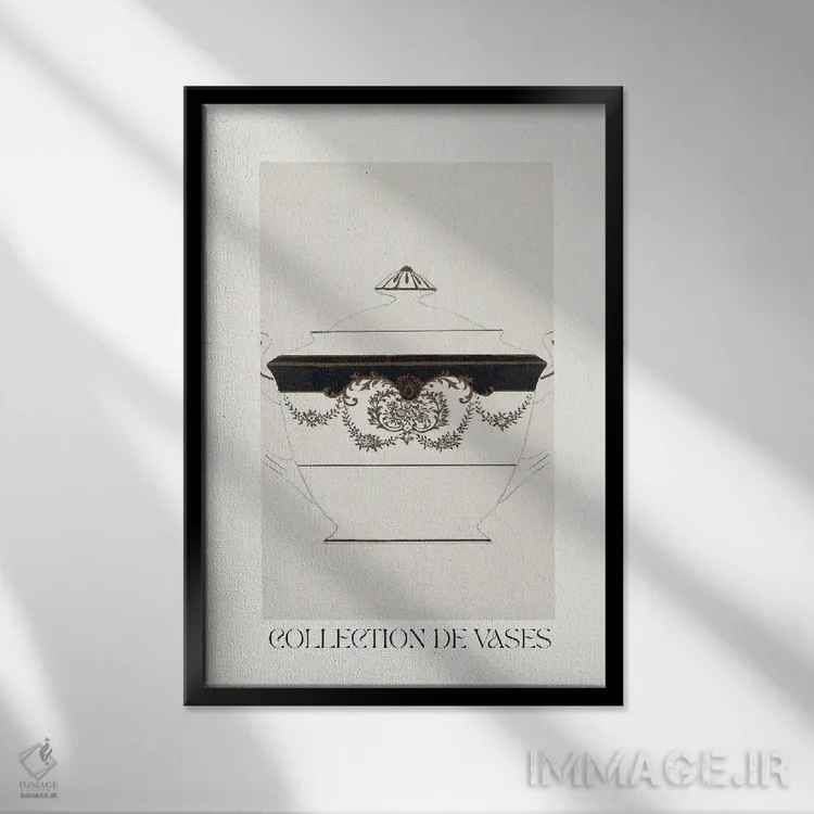 تابلو مینیمال مجموعه گلدان ها اثر فلاور لاو چایلد - نمای قابدار مشکی