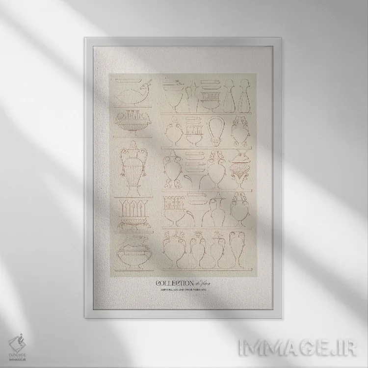 تابلو مینیمال مجموعه گلدان ها اثر فلاور لاو چایلد - نمای قابدار سفید