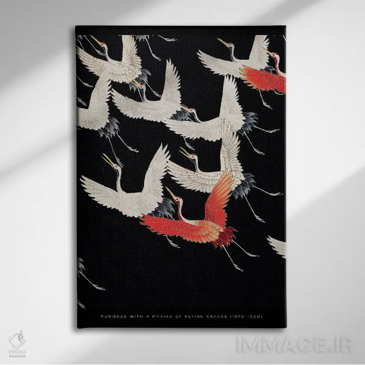 تابلو مدرن درناهای پروازکننده اثر فلاور لاو چایلد - نمای روبهرو روی دیوار