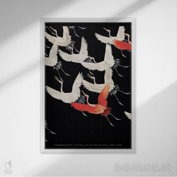 تابلو مدرن درناهای پروازکننده اثر فلاور لاو چایلد - نمای قابدار سفید