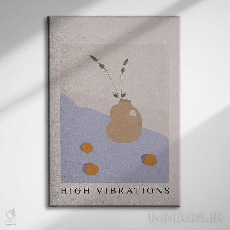 تابلو مینیمال ارتعاشات بالا اثر فلاور لاو چایلد - نمای روبهرو روی دیوار