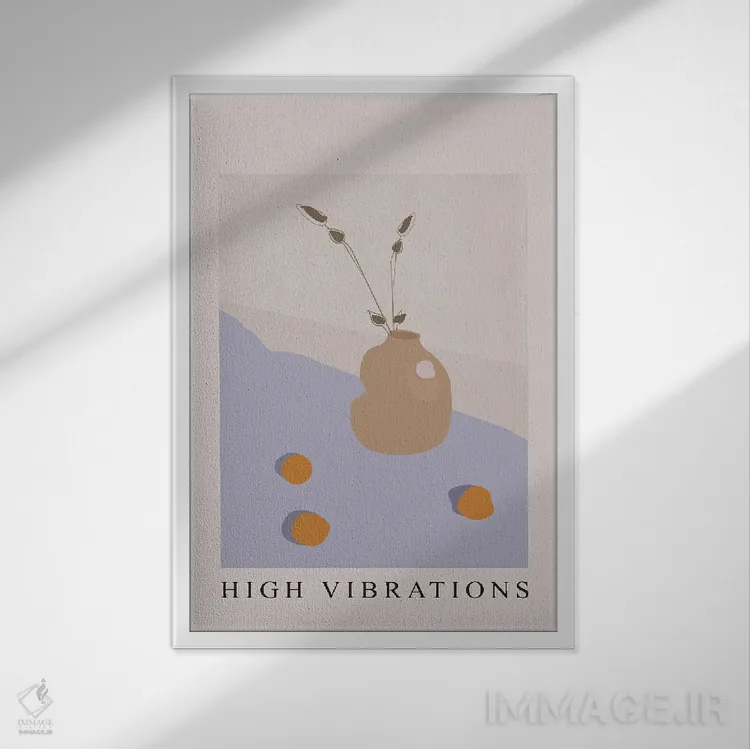 تابلو مینیمال ارتعاشات بالا اثر فلاور لاو چایلد - نمای قابدار سفید