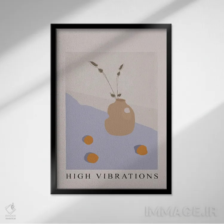 تابلو مینیمال ارتعاشات بالا اثر فلاور لاو چایلد - نمای قابدار مشکی