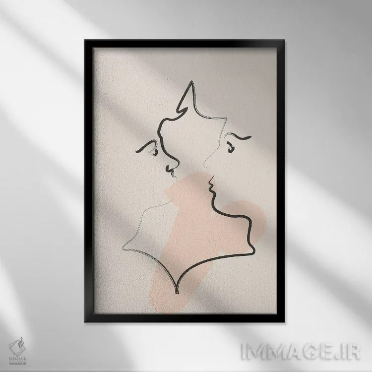 تابلو مینیمال بوسیدن اثر فلاور لاو چایلد - نمای قابدار مشکی